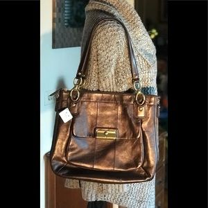 18808 COACH “Kristin” Metallic Bronze Leather Tote